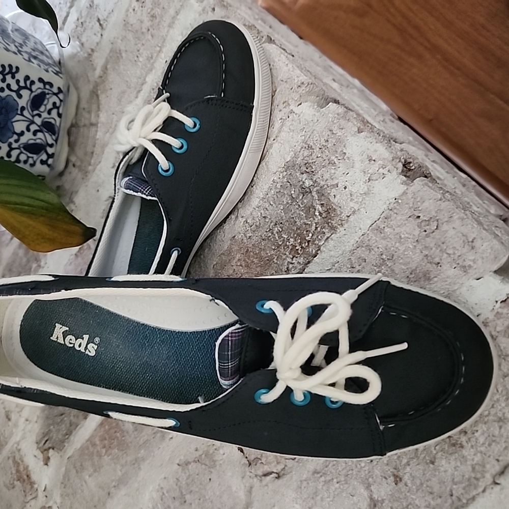 Keds Black and Blue Canvas Sneakers with White Soles